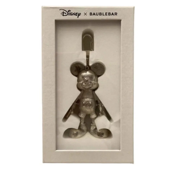 Disnep X Baublebar Silver Mickey Mouse Bag Purse Charm Keychain - Picture 1 of 10